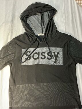 Occasion Women Sweater Hoodie in Black with Sassy Graphic